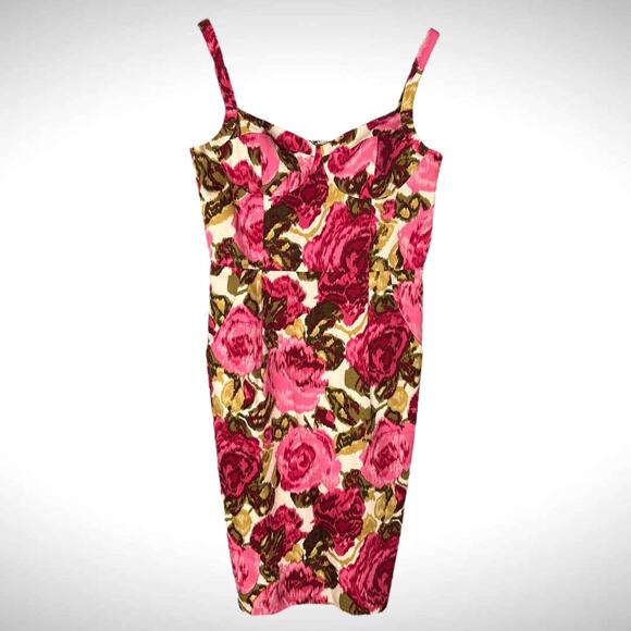 Lafayette 148 Women's Sz 8 Sweetheart Pencil Dress Pink Rosette Floral Coquette - Picture 2 of 15
